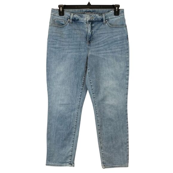 CHICO’S Jeans Size 1.5 (10) So Slimming Blue Light Wash Girlfriend Crop Medium - Picture 1 of 13